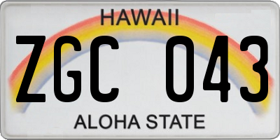 HI license plate ZGC043