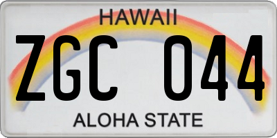 HI license plate ZGC044