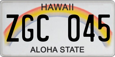 HI license plate ZGC045