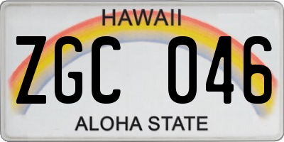 HI license plate ZGC046
