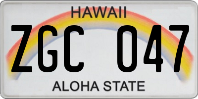 HI license plate ZGC047