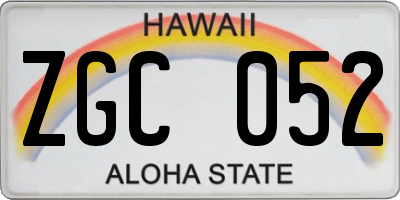 HI license plate ZGC052