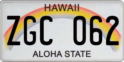 HI license plate ZGC062