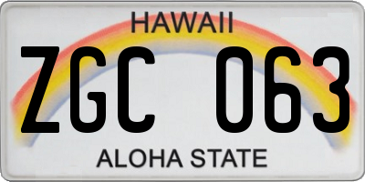 HI license plate ZGC063