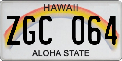 HI license plate ZGC064