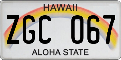 HI license plate ZGC067