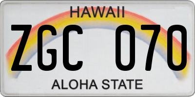 HI license plate ZGC070