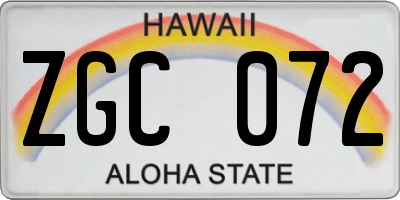 HI license plate ZGC072
