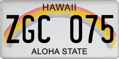 HI license plate ZGC075