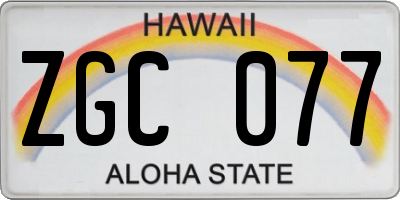 HI license plate ZGC077