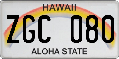 HI license plate ZGC080