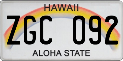 HI license plate ZGC092