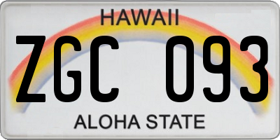HI license plate ZGC093