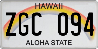 HI license plate ZGC094