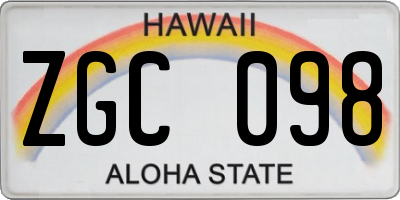 HI license plate ZGC098