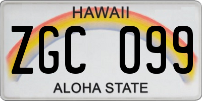 HI license plate ZGC099