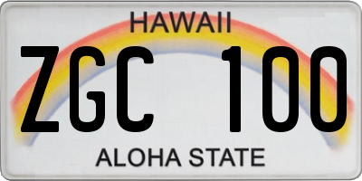 HI license plate ZGC100