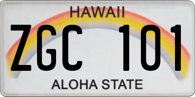 HI license plate ZGC101