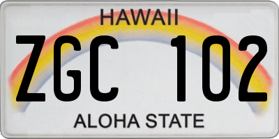 HI license plate ZGC102