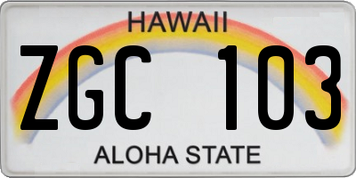 HI license plate ZGC103