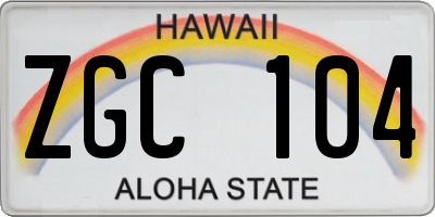 HI license plate ZGC104