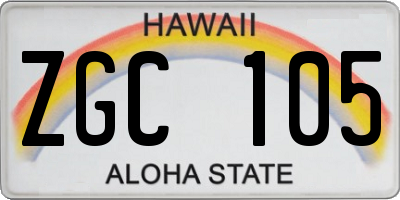 HI license plate ZGC105