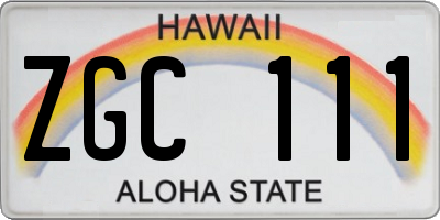 HI license plate ZGC111