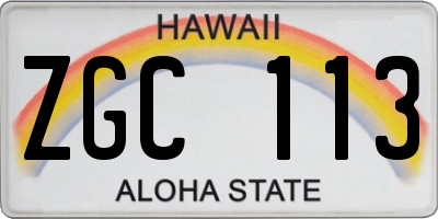 HI license plate ZGC113