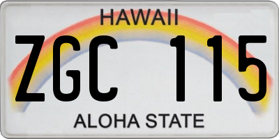 HI license plate ZGC115