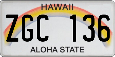 HI license plate ZGC136