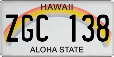 HI license plate ZGC138