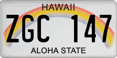 HI license plate ZGC147
