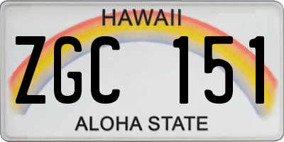 HI license plate ZGC151