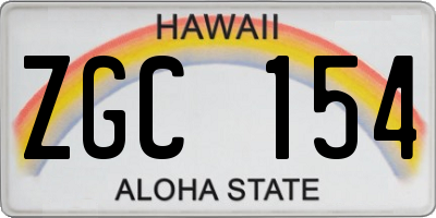 HI license plate ZGC154