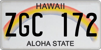 HI license plate ZGC172