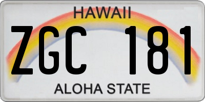 HI license plate ZGC181