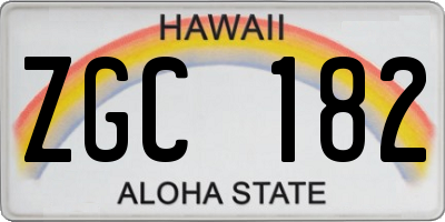 HI license plate ZGC182