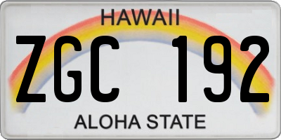 HI license plate ZGC192