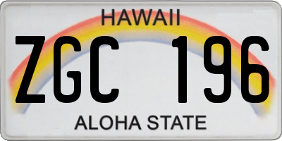 HI license plate ZGC196