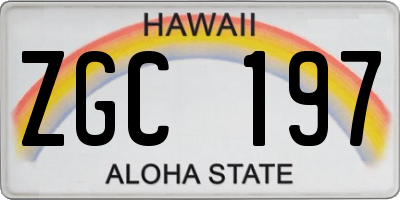 HI license plate ZGC197