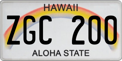 HI license plate ZGC200