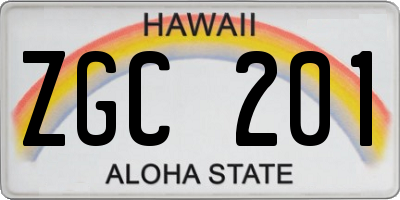 HI license plate ZGC201