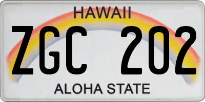 HI license plate ZGC202