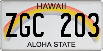 HI license plate ZGC203