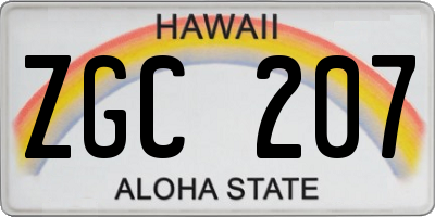 HI license plate ZGC207
