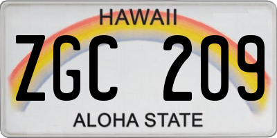 HI license plate ZGC209
