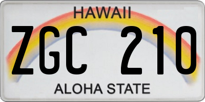 HI license plate ZGC210