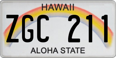HI license plate ZGC211