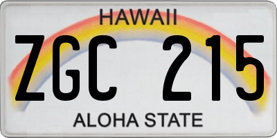 HI license plate ZGC215