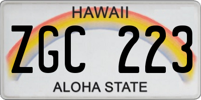 HI license plate ZGC223